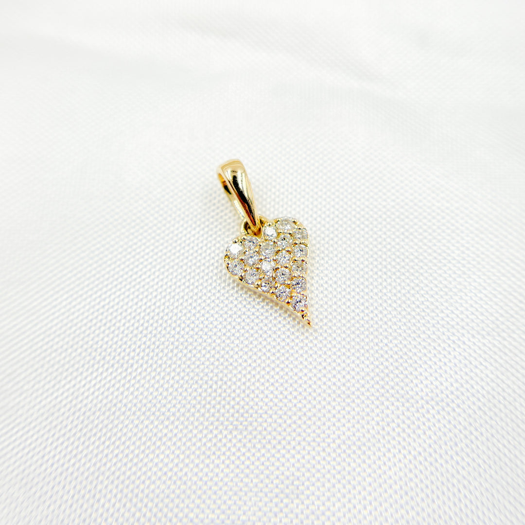 14K Solid Gold Diamond Heart Shape Charm. PN417338