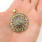 Load image into Gallery viewer, DSP039. Diamond Sterling Silver Round Flower Pendant with Gemstone
