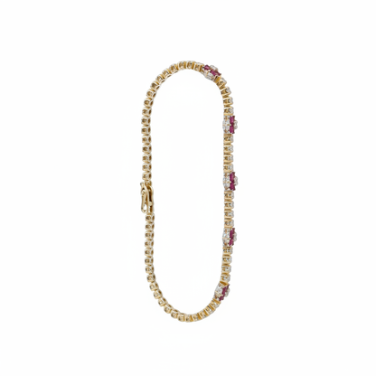 BR402699. 14k Solid Gold Diamond and Gemstone Fancy Flower Bracelet