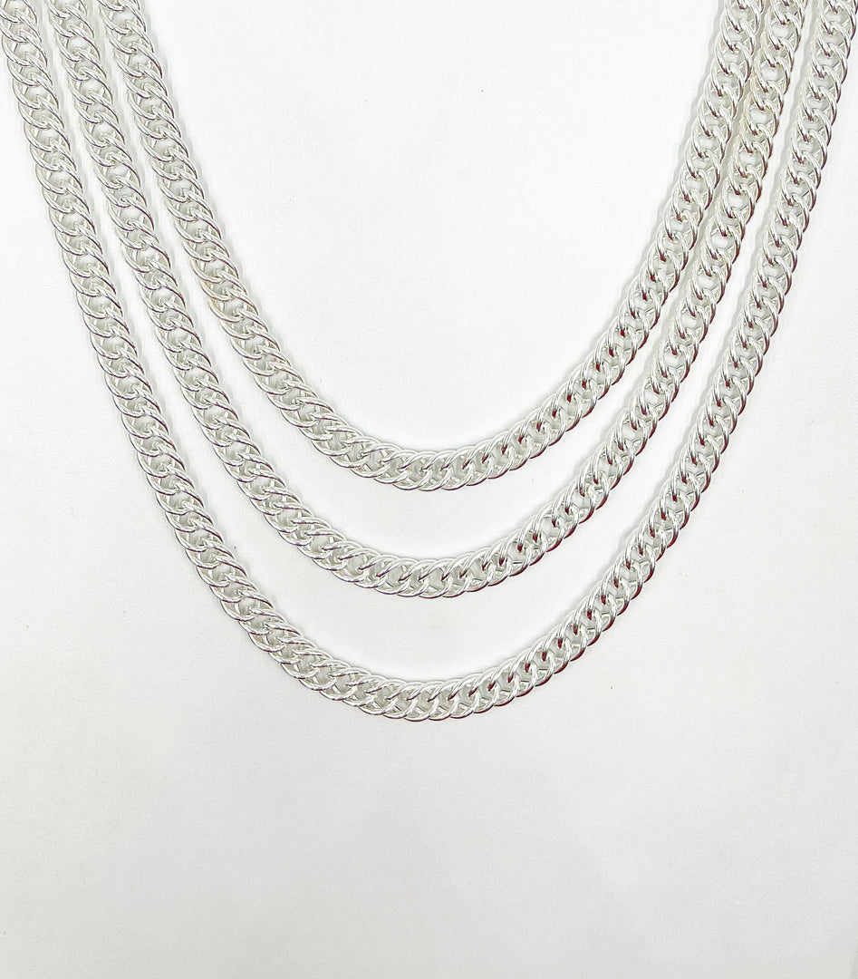 925 Sterling Silver 10mm Double Curb Chain. V36SS