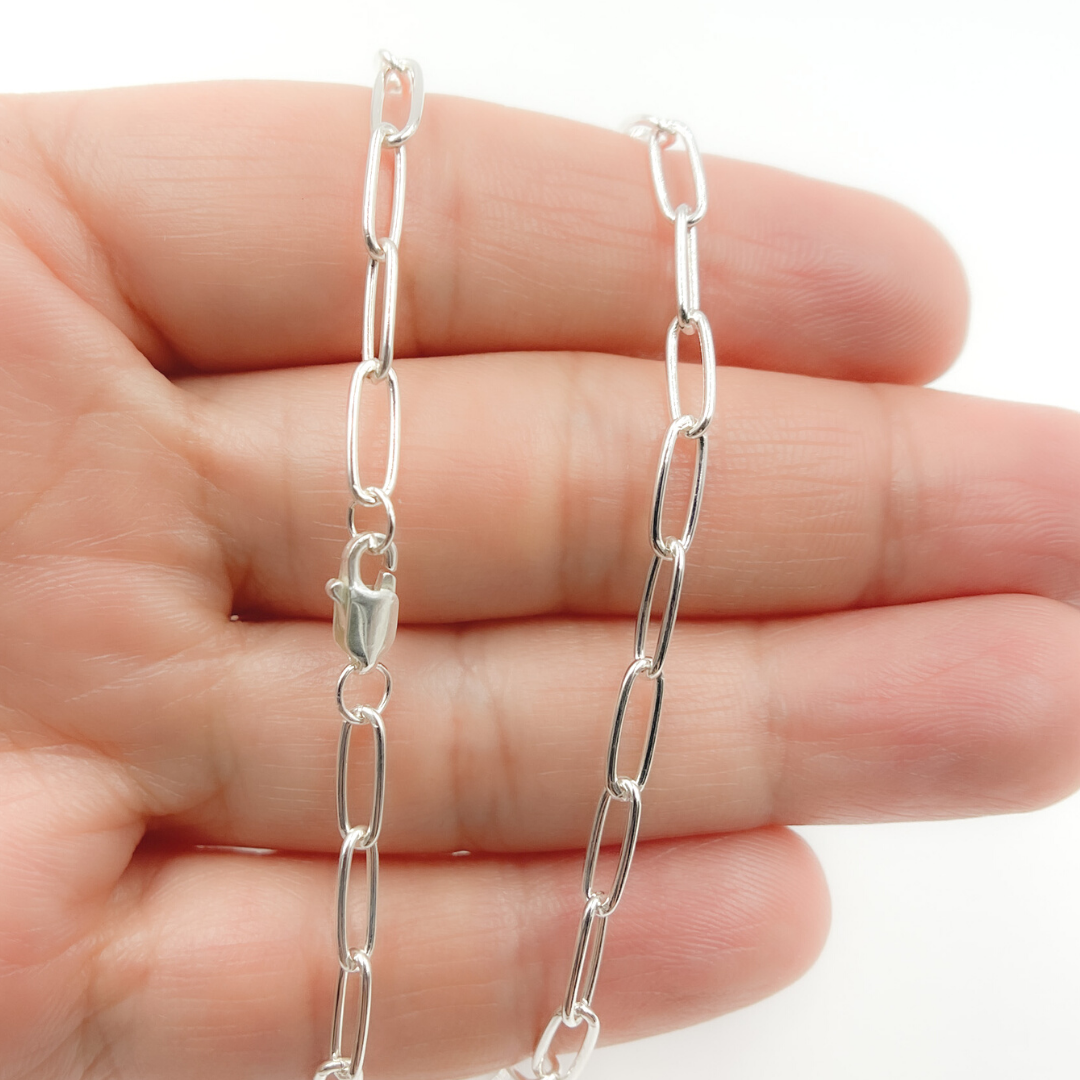 925 Sterling Silver Round Paperclip Necklace. 2903SSNecklace