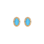 Load image into Gallery viewer, ESZ59194TQ. 14K Solid Yellow Gold Turquoise Oval Stud Earring
