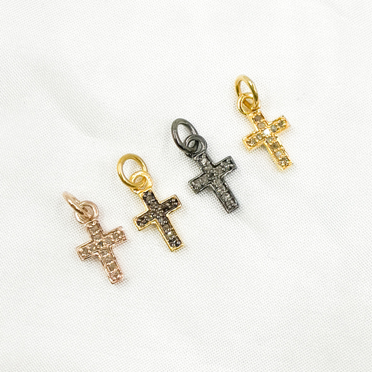 Diamond Sterling Silver Cross Charm