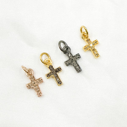 Diamond Sterling Silver Cross Charm