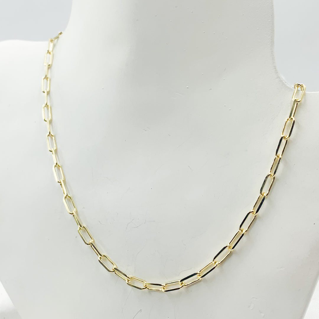 080FVACLT5. 14K Solid Yellow Gold Diamond Cut Paperclip Necklace