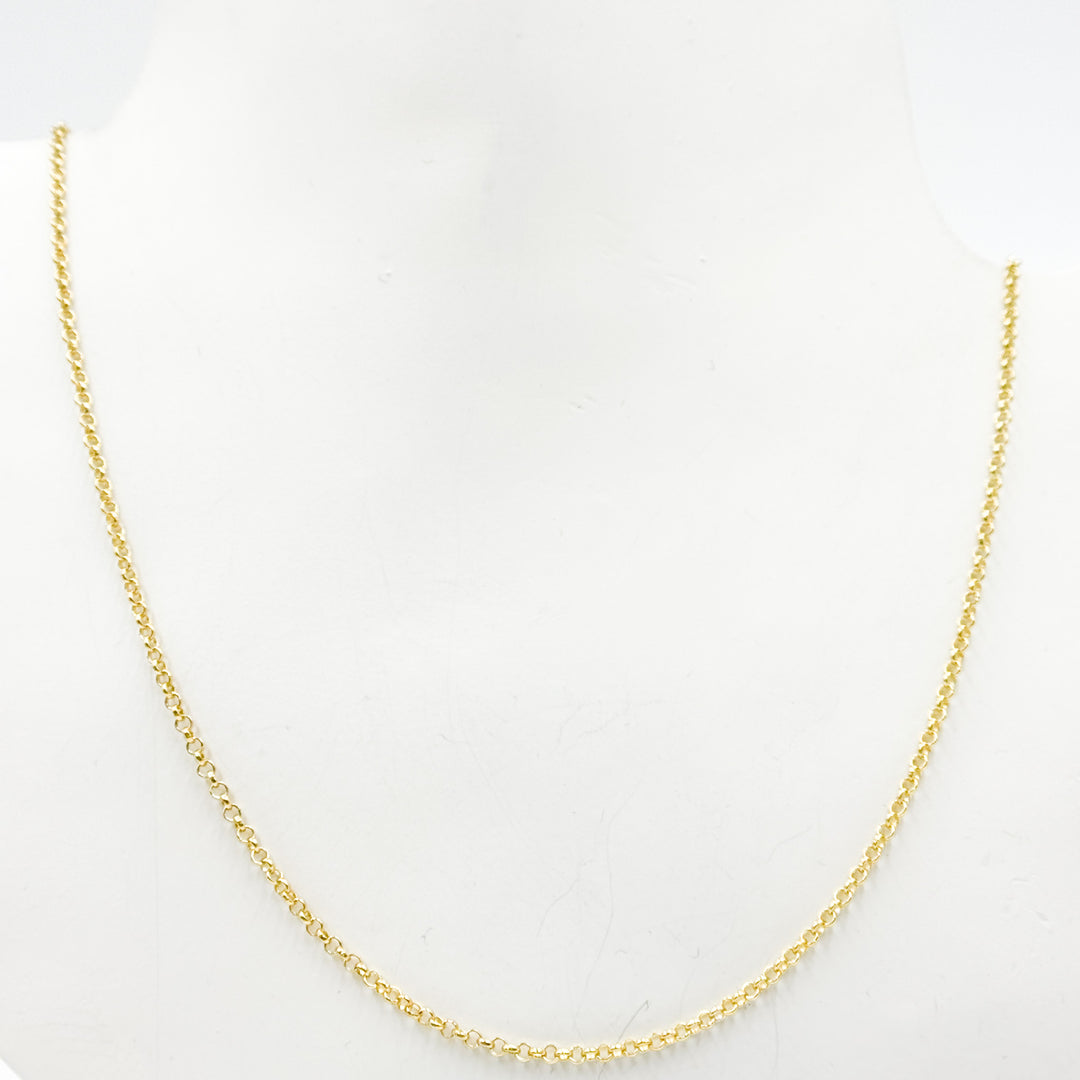 28Necklace. Gold Pated Sterling Silver Rolo Necklace