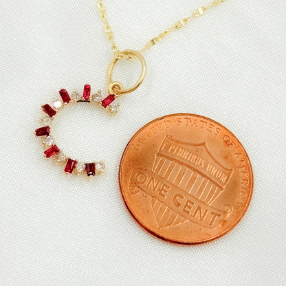 14K Solid Gold Moon Charm with Diamond and Gemstones