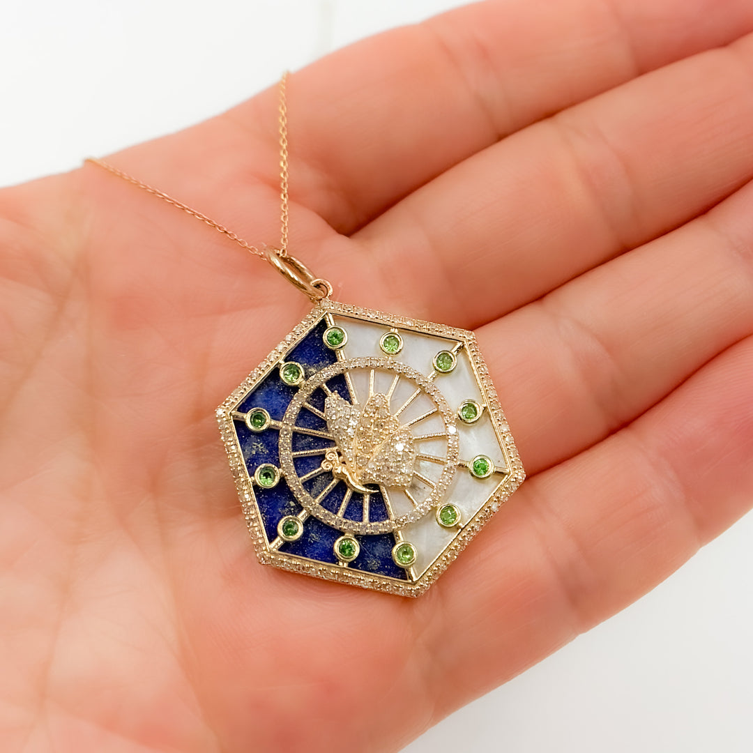 14K Gold Hexagon Butterfly Pendant