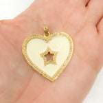 Load image into Gallery viewer, DP504A. Diamond Sterling Silver Heart and Star Enamel Pendant
