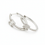 Load image into Gallery viewer, EHG57036. 14k Solid Gold Diamond Baguette Oval Hoops