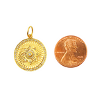 Load image into Gallery viewer, 14K Solid Gold Charm Circle Pendant with Diamonds. GDP256
