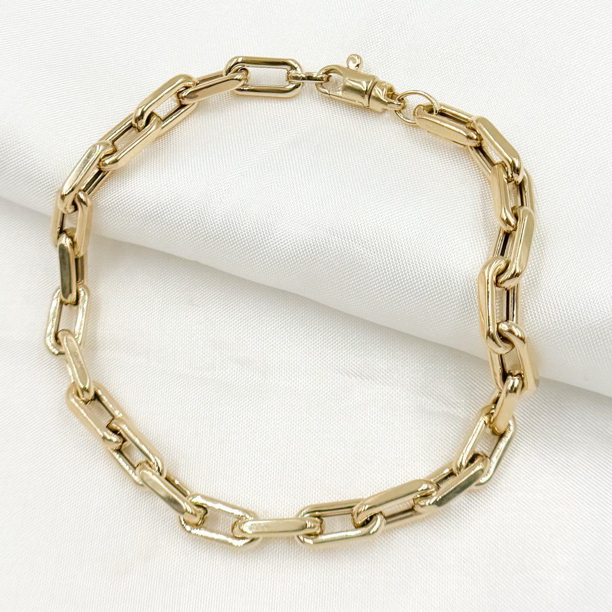14K Solid Hollow Gold Smooth Paperclip Chain