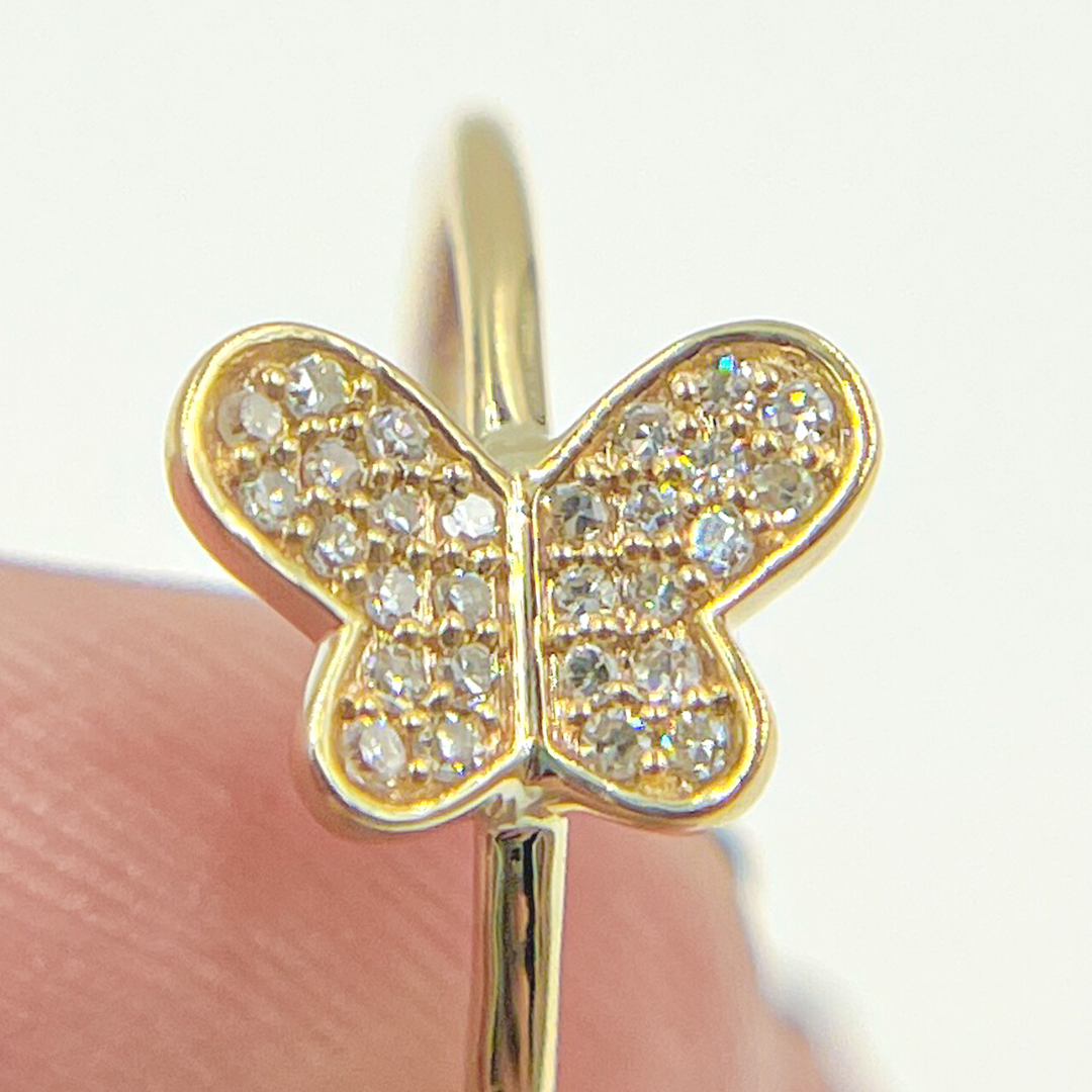 14K Solid Gold Butterfly Diamond Ring. RFB17273