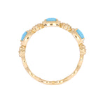 Load image into Gallery viewer, CR97067TQ5X3. 14K Solid Yellow Gold Diamond and Turquoise Band Ring