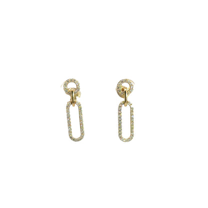 ER416416Y. 14k Solid Gold Diamond Dangle Ovals Earrings