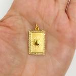 Load image into Gallery viewer, 14K Solid Gold with Diamonds Rectangle Shape Sun Charm. GDP114
