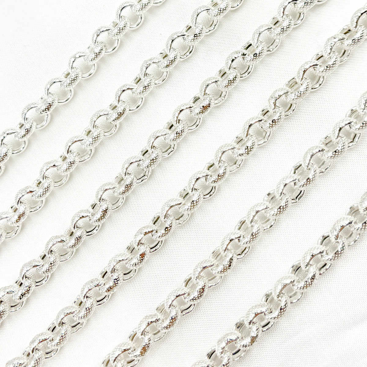925 Sterling Silver Textured Rolo Chains