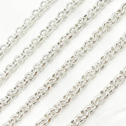 925 Sterling Silver Textured Rolo Chains
