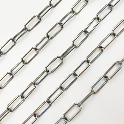 Oxidized Sterling Silver Smooth Paperclip Chain