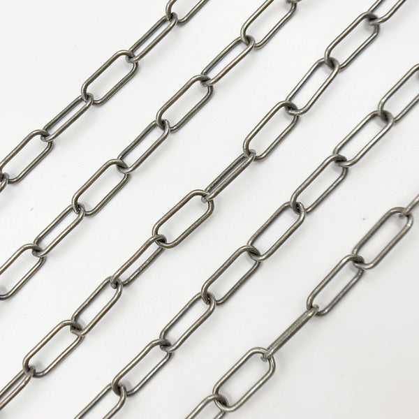 Oxidized Sterling Silver Smooth Paperclip Chain