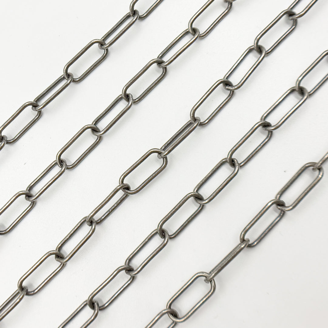 V84OX. Oxidized Sterling Silver Smooth Paperclip Chain