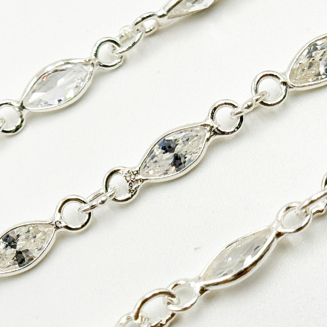CZ65. Cubic Zirconia Marquise Shape Connected Chain