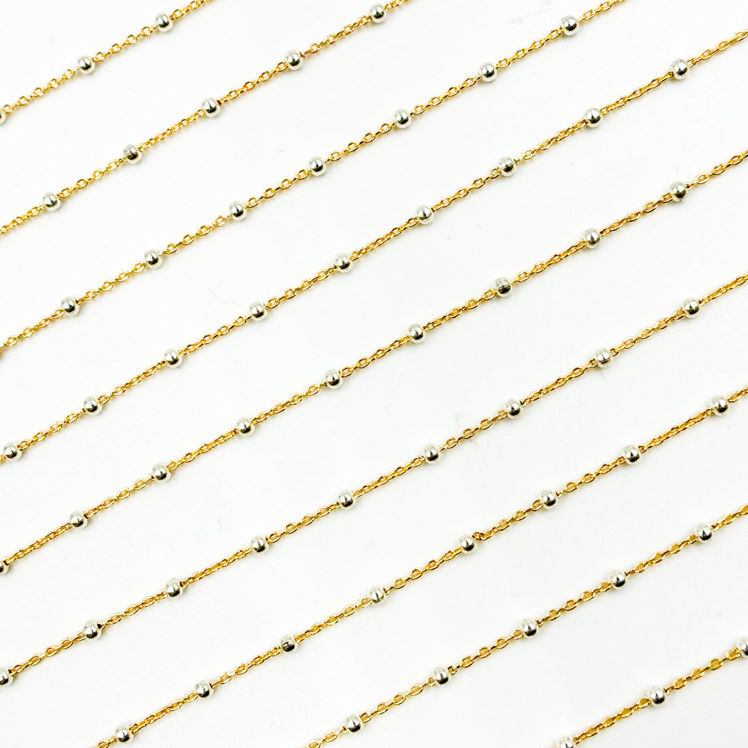 V288TT. Gold Filled with Sterling Silver Beads Satellite Chain