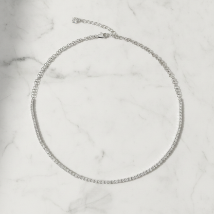 NFS71713. 14K Solid Gold Diamond Tennis Choker Necklace