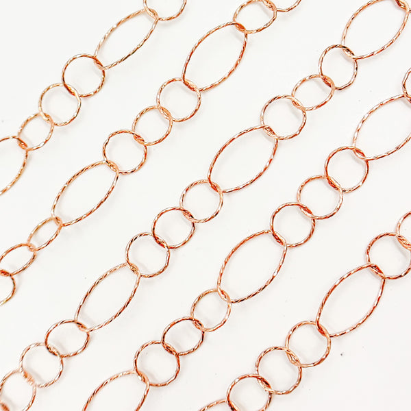 Rose Gold Long Short Link Chain Front View