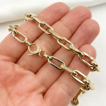 14K Yellow Gold Hollow Smooth and Flat Paperclip Chain