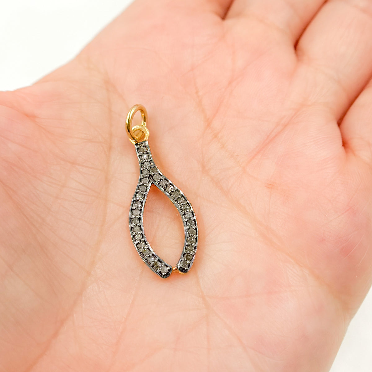 DC458. Diamond Sterling Silver Wishbone Charm