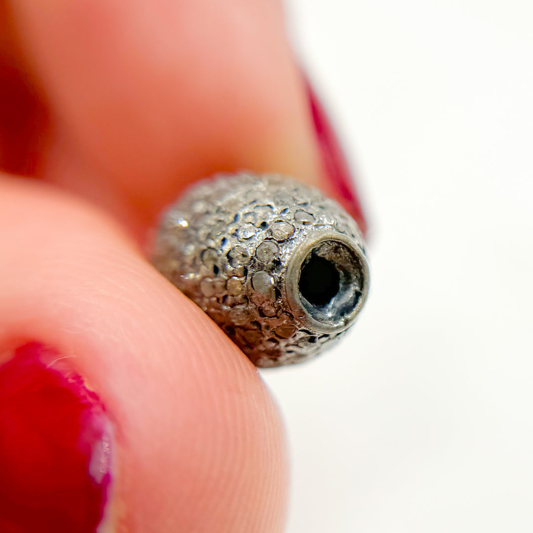 DC1016. Diamond & Sterling Silver Oval Bead