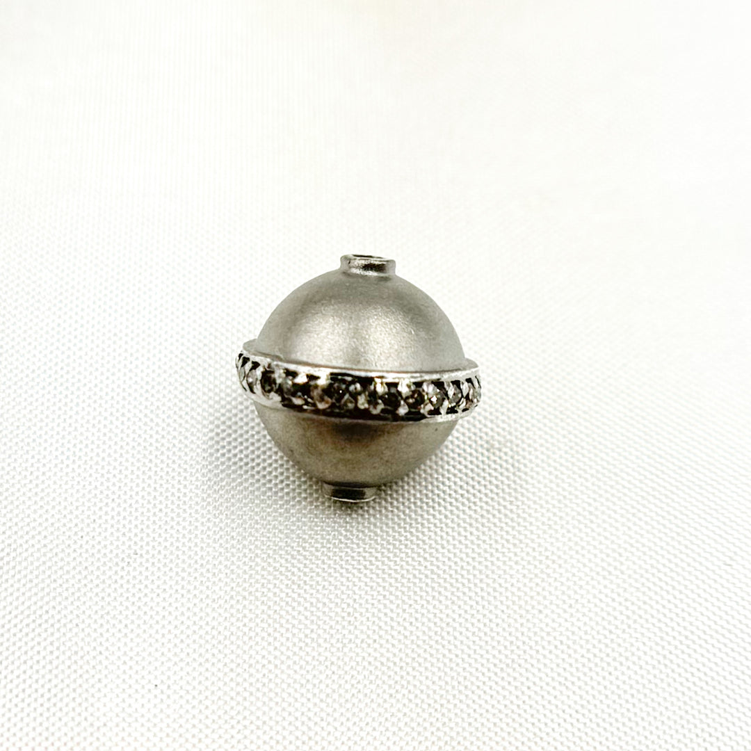 DC722. Diamond Sterling Silver Round Bead