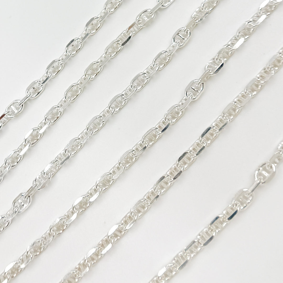 Y10SS. Sterling Silver Diamond Cut Marina Chain