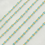 Load image into Gallery viewer, Gold Plated Enamel 925 Sterling Silver Turquoise Enamel Chain. V245TURGP
