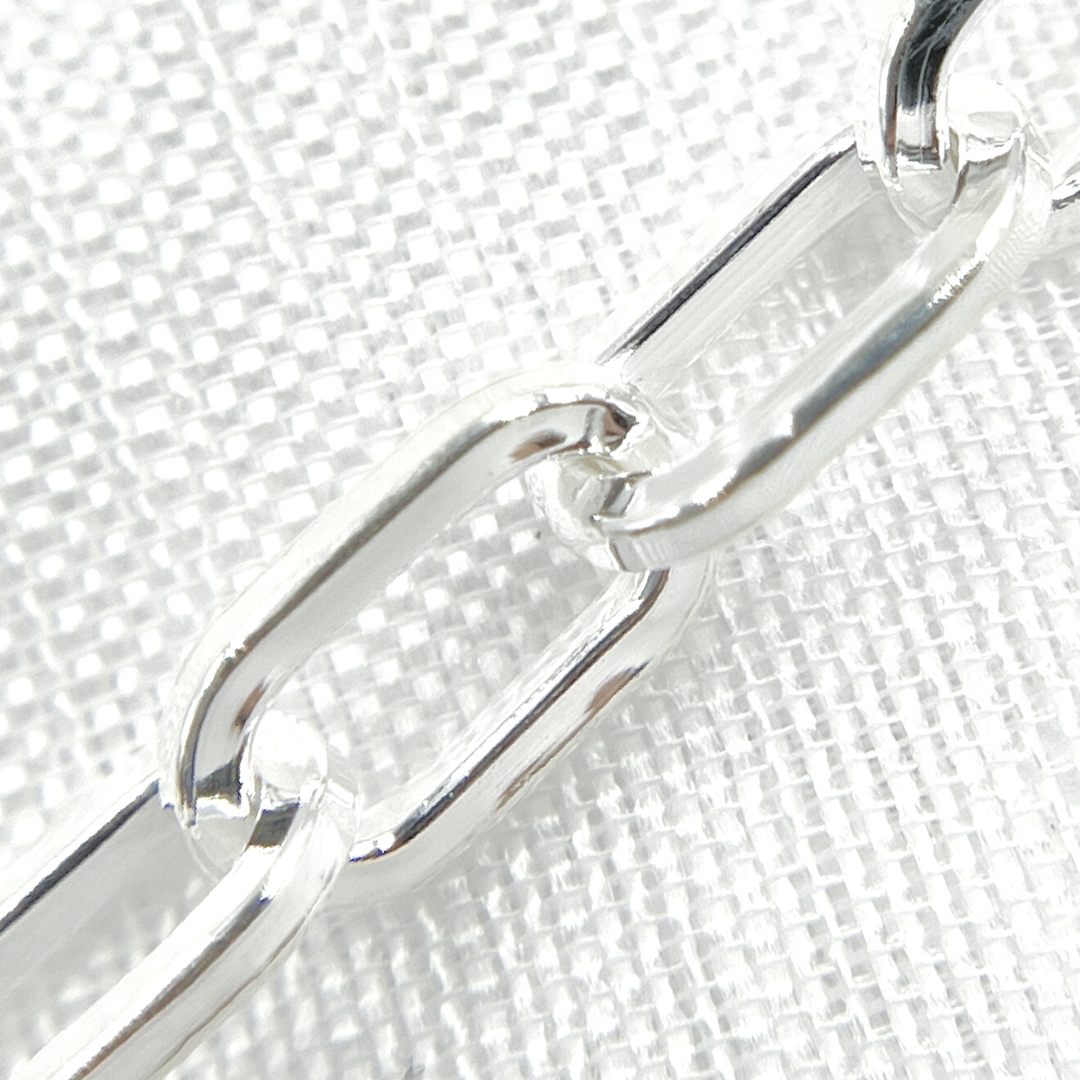 925 Sterling Silver Hollow Flat Paperclip Link Chain. V138SS