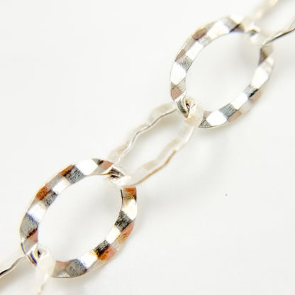 Shop Now Silver Hammered Round Link Chain