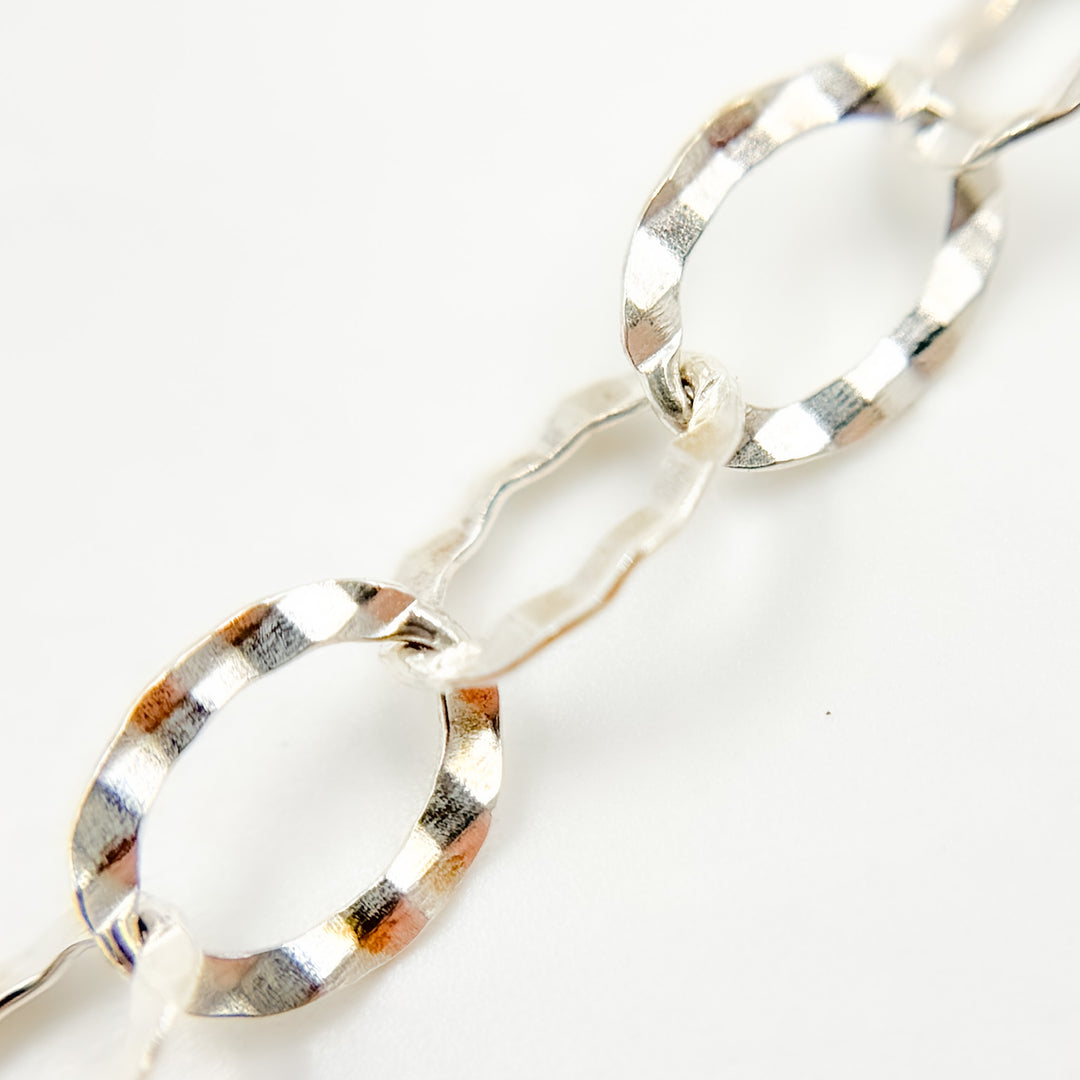 Y97SS. Sterling Silver Hammered Round Link Chain