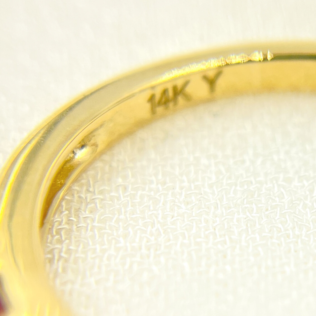 14K Solid Yellow Gold Diamond and Ruby Ring. RAB01369RU