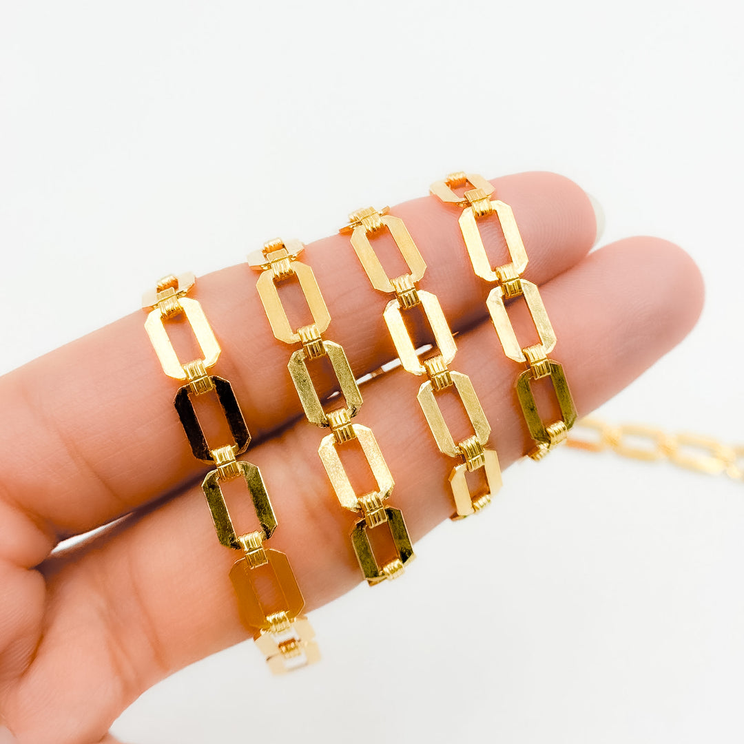 60GF. 14K Gold-Filled Modern Rectangular Fancy Link Chain