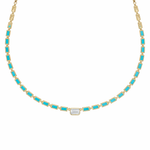 Load image into Gallery viewer, NFF70760. 14K Solid Gold Diamond Rectangle Necklace