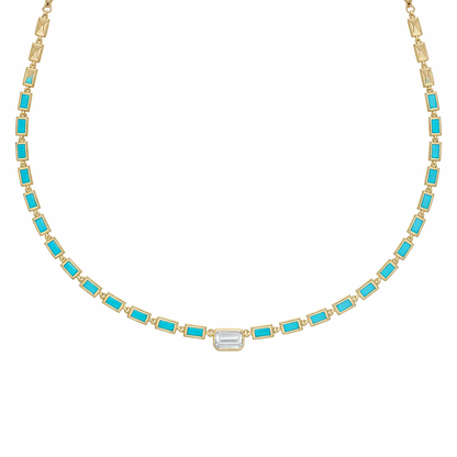 NFF70760. 14K Solid Gold Diamond Rectangle Necklace