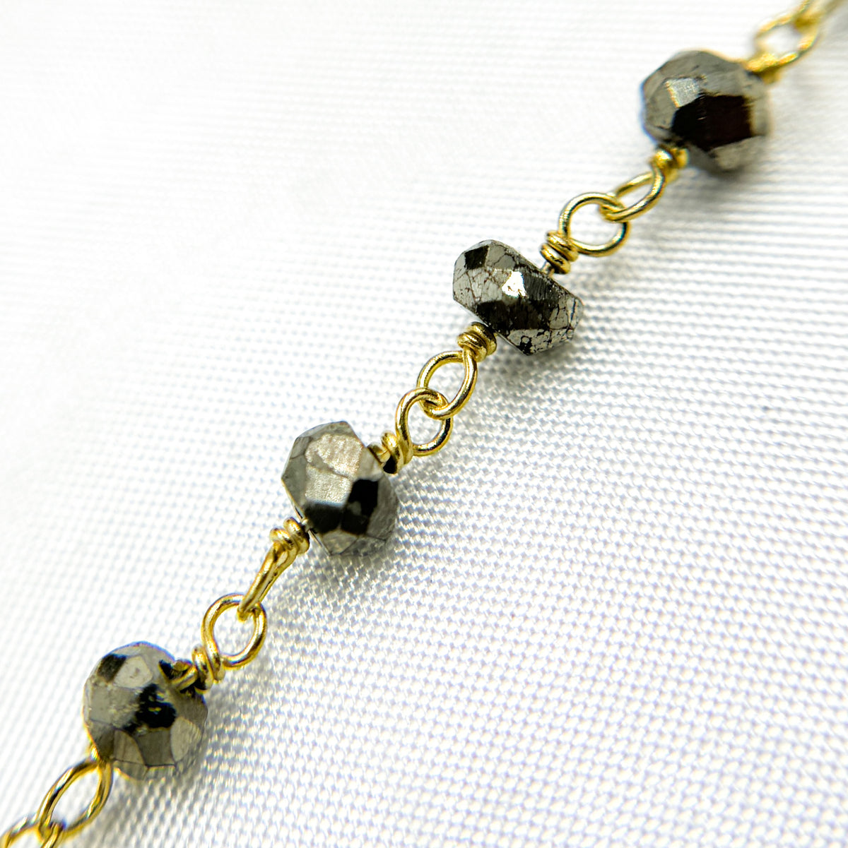 Pyrite Gold Plated 925 Sterling Silver Wire Chain. PYR70