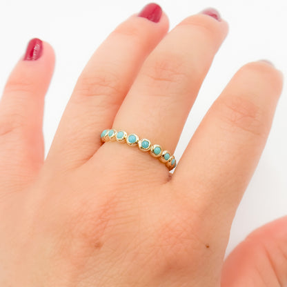 14K Solid Gold Turquoise Band Ring