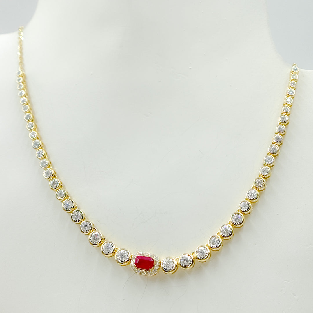 14K Solid Gold Diamond and Gemstone Necklace. NK401314