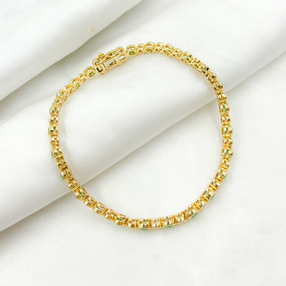 BTL65122EM. 14k Solid Gold Diamond and Gemstone Tennis Bracelet