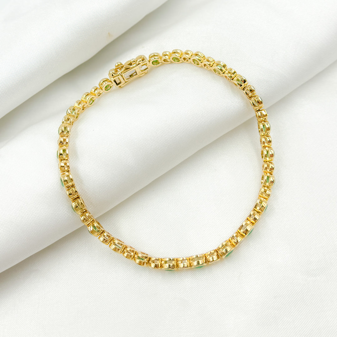 14k Solid Gold Diamond and Gemstone Tennis Bracelet. BTL65122EM