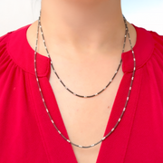 Black Rhodium Sterling Silver Popcorn Satellite Necklace