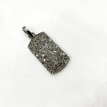 DP303. Diamond Sterling Silver Rectangle Cross Pendant