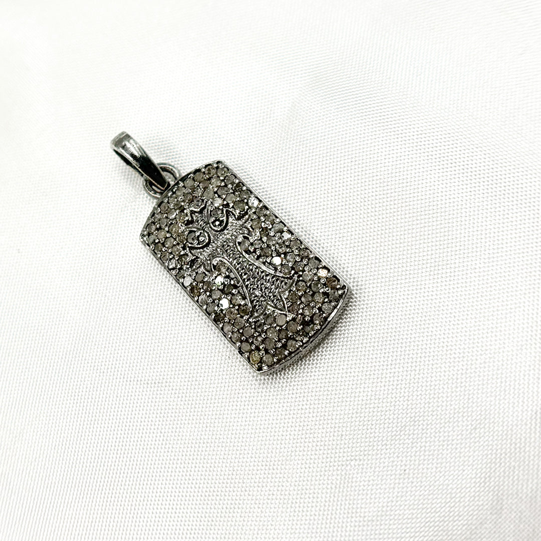 DP303. Diamond Sterling Silver Rectangle Cross Pendant
